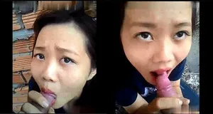 Em gái liếm cò ở vườn sau nhà
